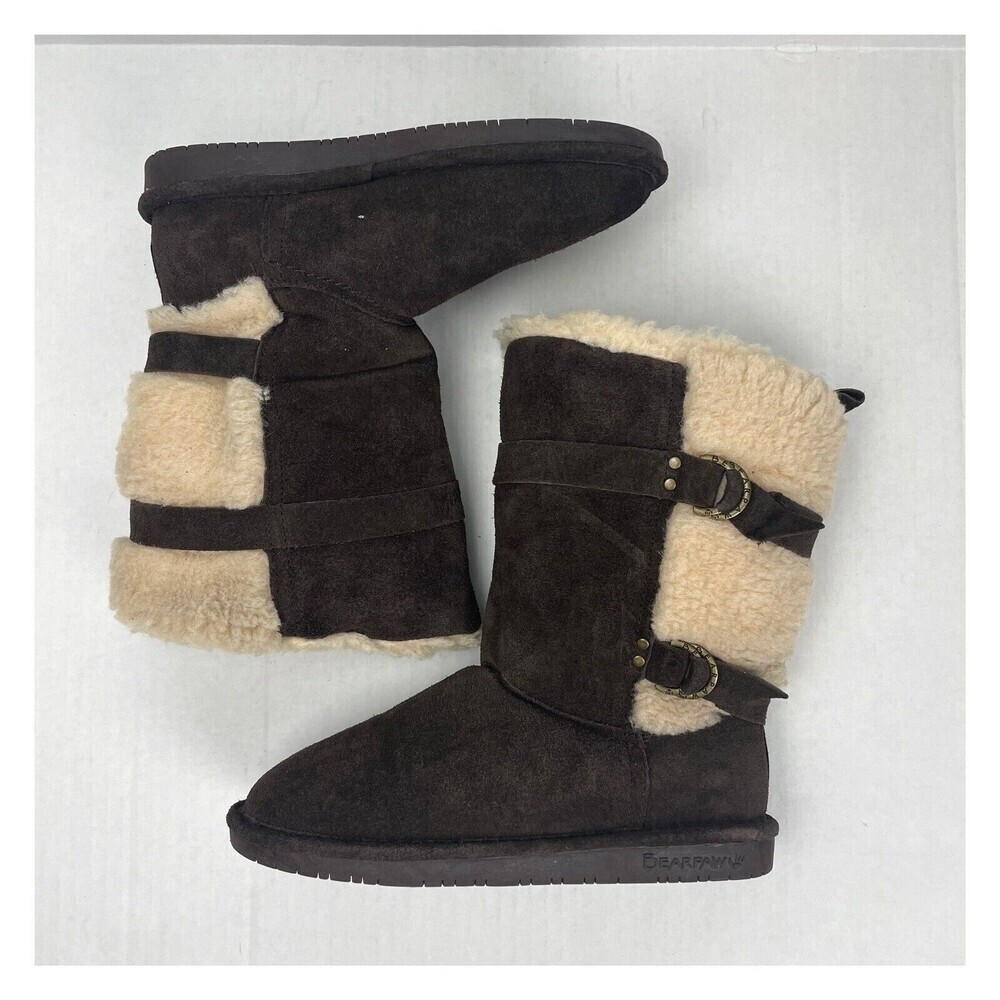Bearpaw Alexandra Shearling Mid-Calf Brown Winter Boots Womens Size 7 Wo…​